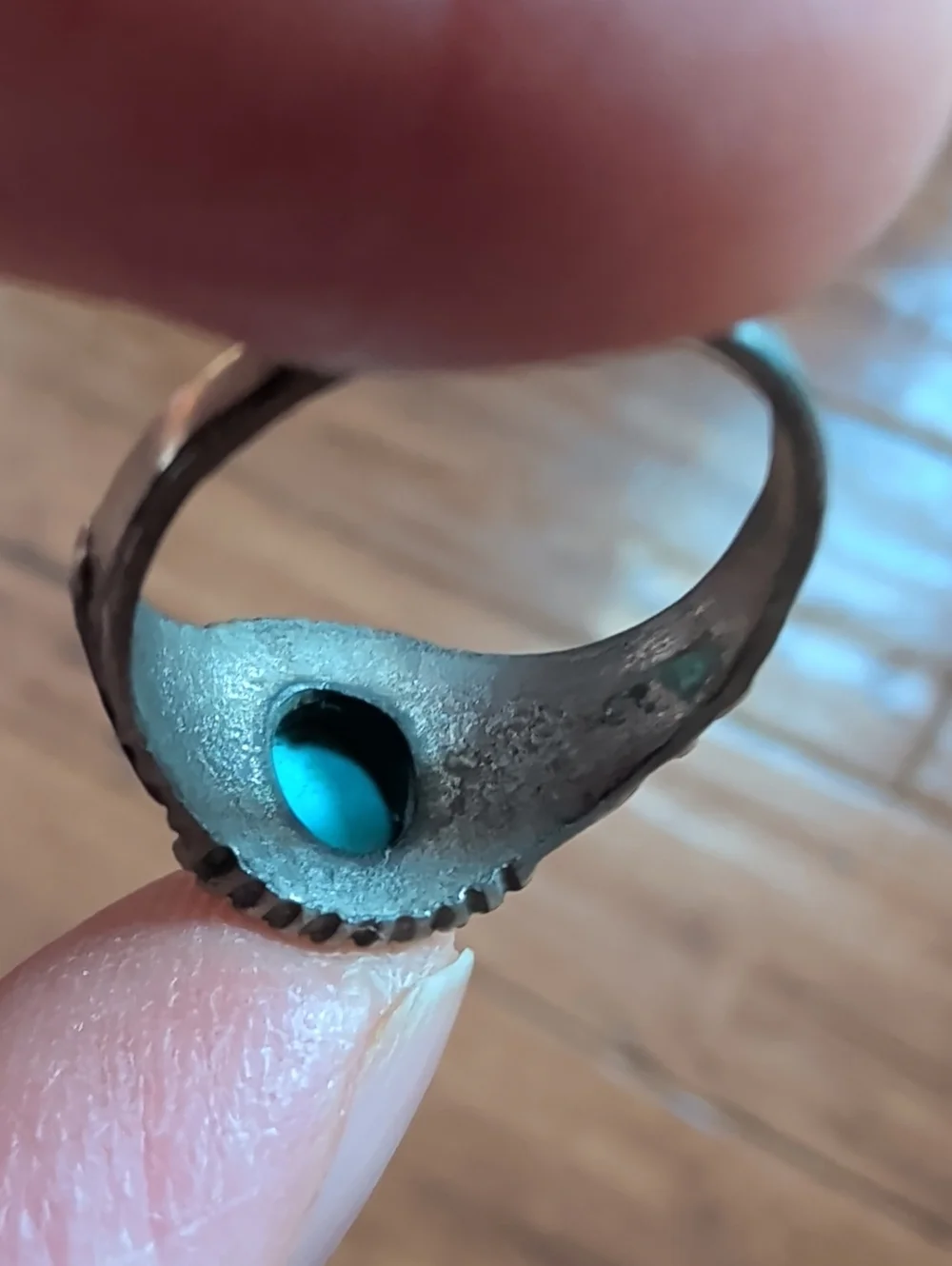 Silver Turquoise Oval Stone Women's Ring